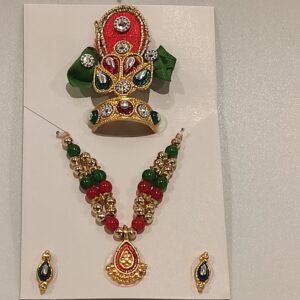 Green Pearl Mukut Mala Set for laddu gopal online