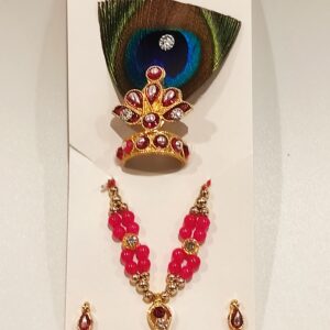 Orange Pearl Mukut Mala Set for laddu gopal online