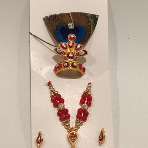 Red Pearl Mukut Mala Set for laddu gopal online