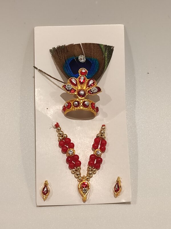 Red Pearl Mukut Mala Set for laddu gopal online