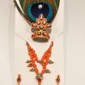 Orange Pearl Mukut Mala Set for laddu gopal online