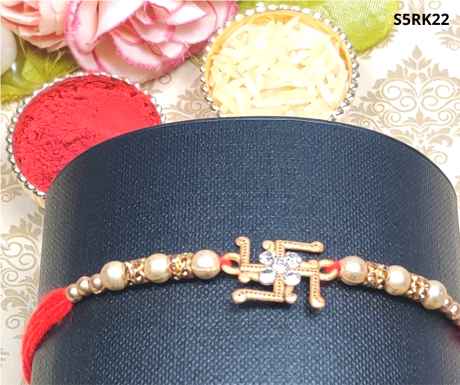 Golden Swastik Metal Rakhi