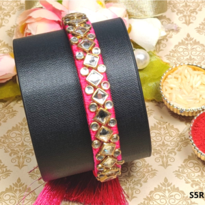 Pink Kundan Lumba Rakhi for Bhabhi