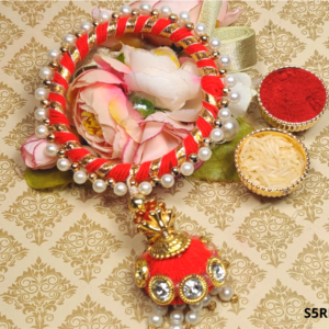 Pink Kundan Lumba Rakhi for Bhabhi