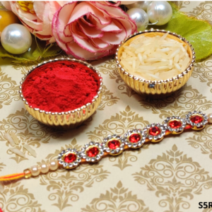 Traditional Stone Studded Red Rakhi