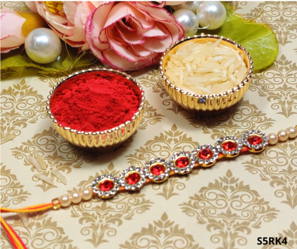 Traditional Stone Studded Red Rakhi