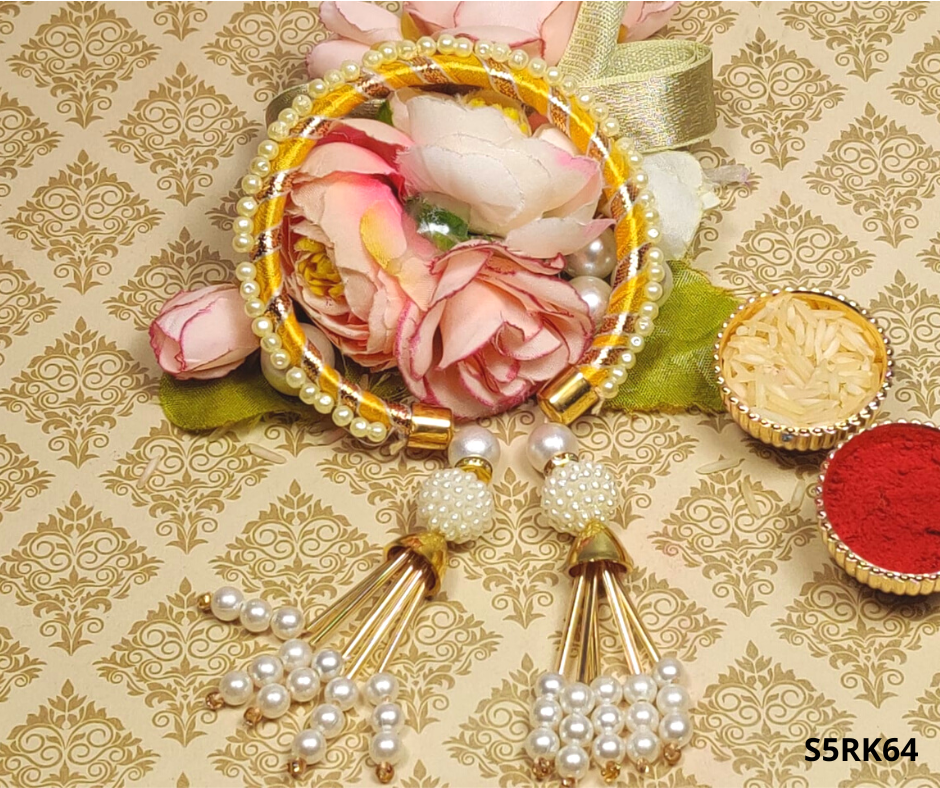 Pink Kundan Lumba Rakhi for Bhabhi