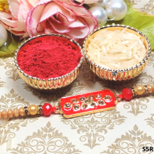 Beautiful Red Rectangle Shaped Rakhi