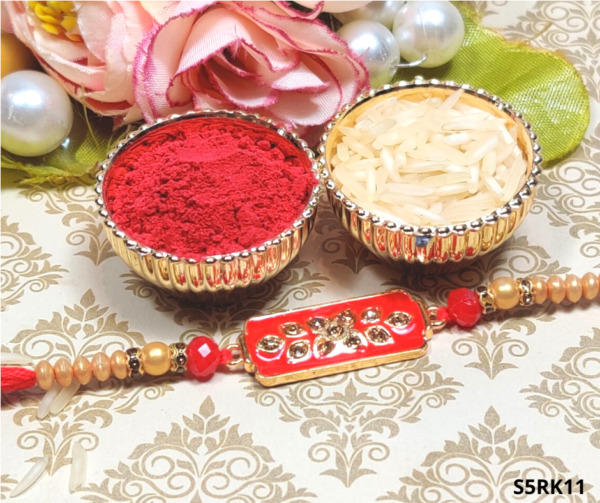 Beautiful Red Rectangle Shaped Rakhi