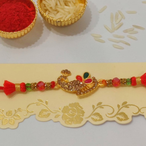 Multicolored Stone Studded Peacock Rakhi