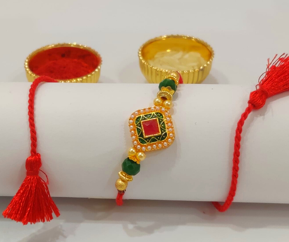 Beautiful Minakari Red Rakhi