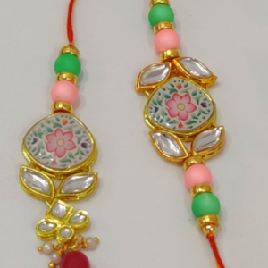 Beautiful kundan Rakhi Lumba Set