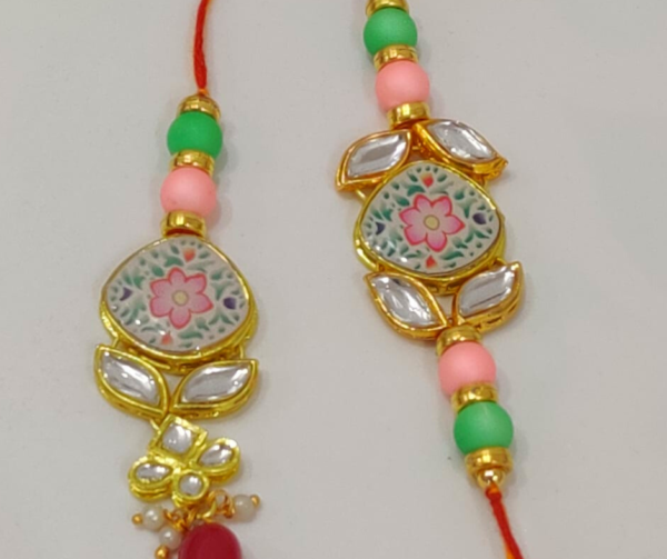 Beautiful kundan Rakhi Lumba Set