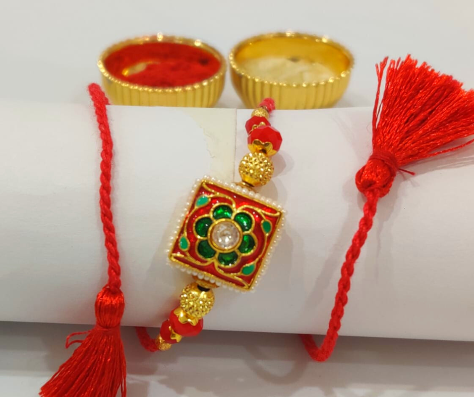 Beautiful Minakari Red Rakhi