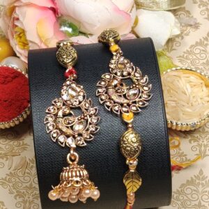 Traditional Golden Peacock Rakhi Lumba Set