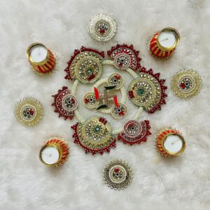 Aesthetic Kundan Rangoli Set with Tealights